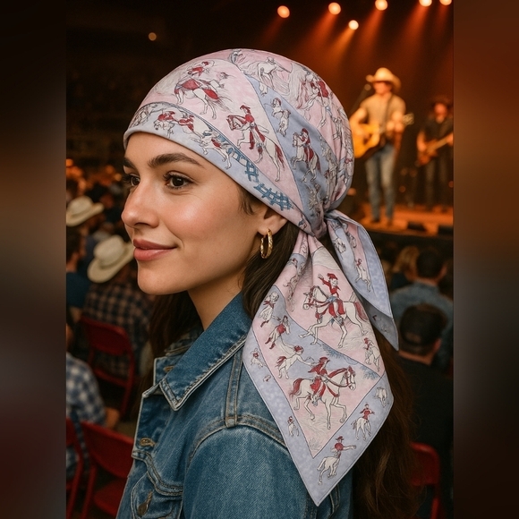Accessories - Vintage Silk Cowboy Scarf